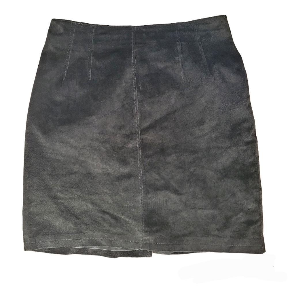 High waisted black suede Mini skirt Size 12